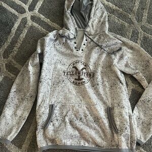 Gray Yellowstone Hoodie with Speckled Design